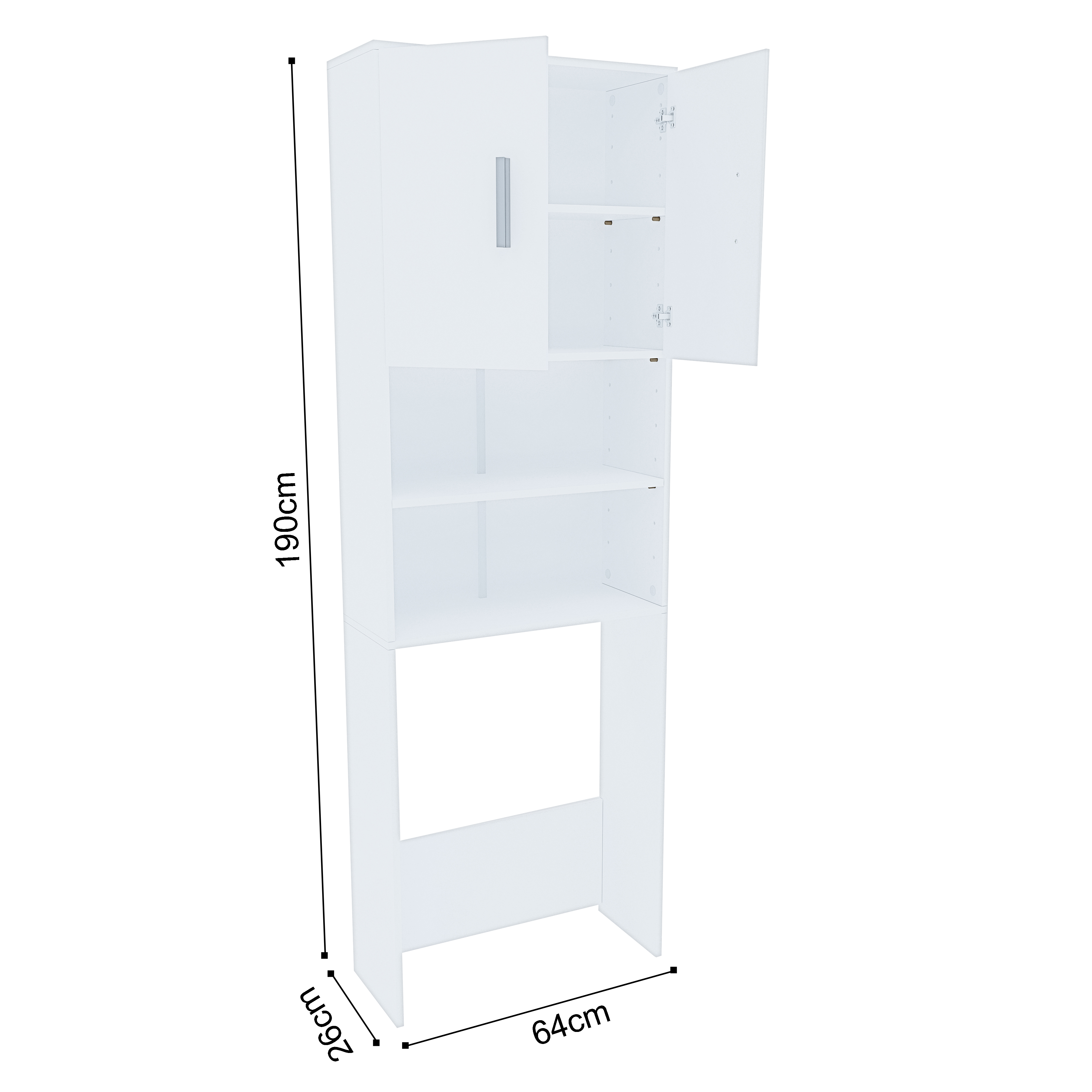 Mobile Per Lavatrice HOMIDEA MIA - Armadio Bagno Con Scaffali, 182x65x60 Cm, Bianco/rovere - Foto 12