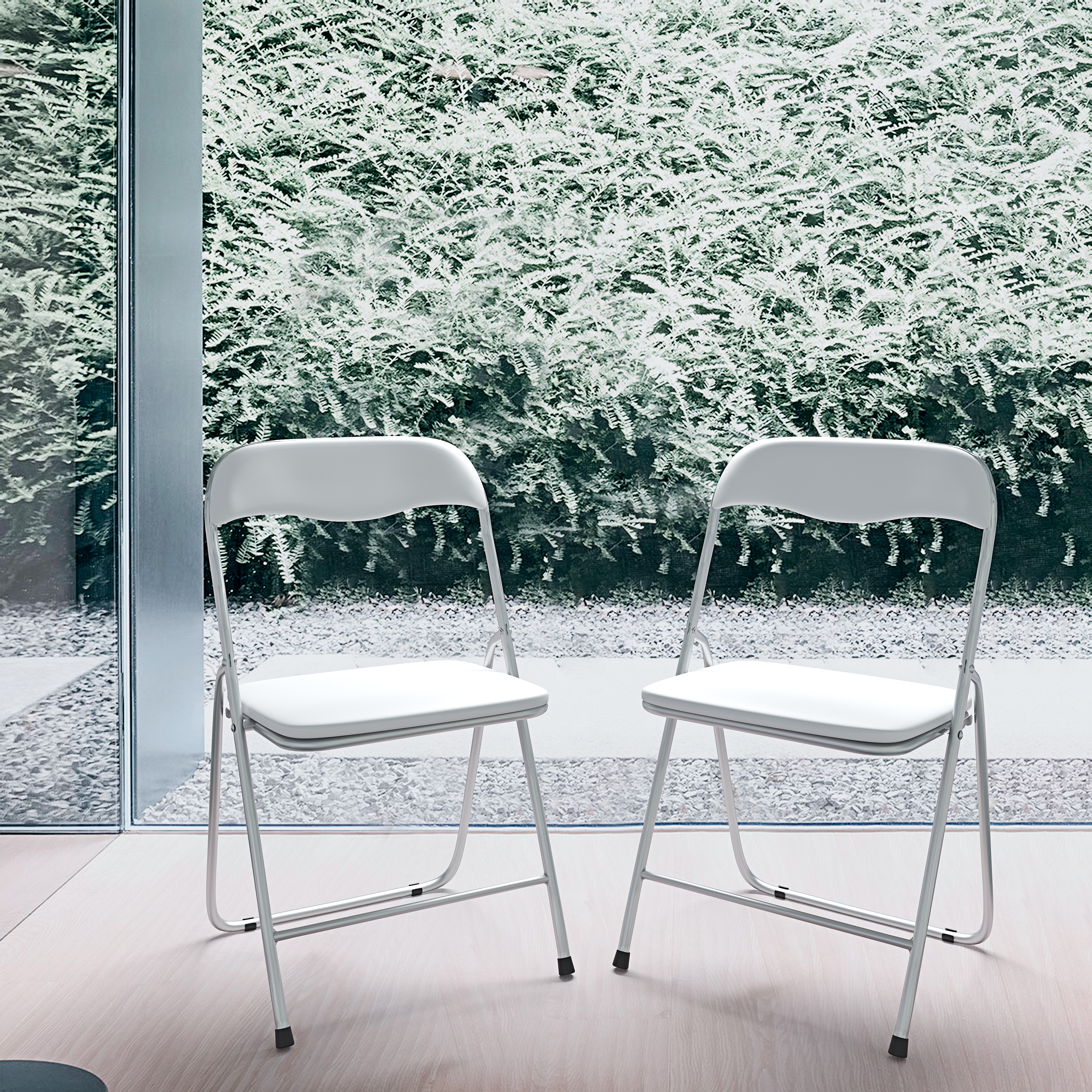 Set Di 8 Sedie Pieghevoli In Metallo Con Rivestimento PVC - Per Interno Ed Esterno, Nero - Foto 13